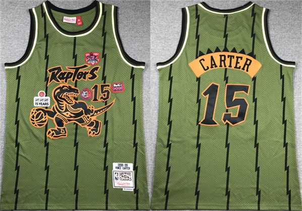 Mens Toronto Raptors #15 Vince Carter Green 1998-99 Throwback Stitched Jersey Mixiu->toronto raptors->NBA Jersey